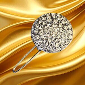Silver Tone Pavé Crystal Shank Button Round Rhinestone Accent